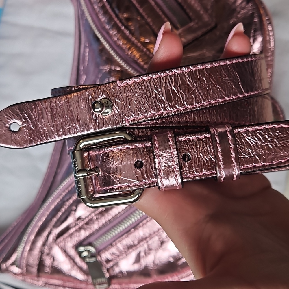 NWT $1850 Versace x Dua Lipa Pink Metallic Leather Bag Silver Medusa - Picture 4 of 14